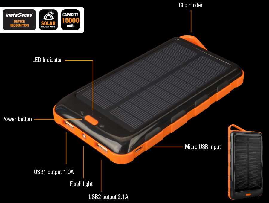 پاور بانک خورشیدی 15000 میلی آمپر تاف تستد Tough Tested TT-SOLAR 15
