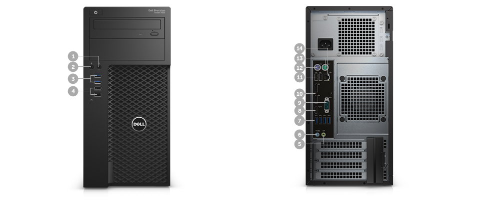 Dell Precision T3420 MT Dokmeha Ports & Slots