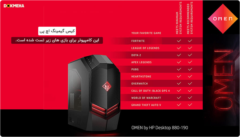 کیس گیمینگ اچ پی اومن HP OMEN Gaming Desktop 880-190