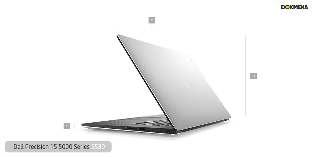 لپ تاپ ورک استیشن دل پرسیشن Dell Precision 15 5530 نمای پرسپکتیو راست ابعاد و سایز