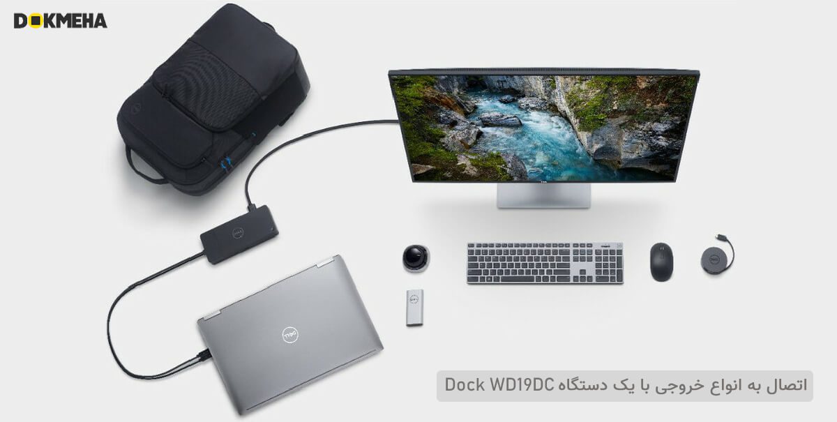 لپ تاپ ورک استیشن دل پرسیشن Dell Precision 17 7740 نمای اتصالات داک و مانیتور