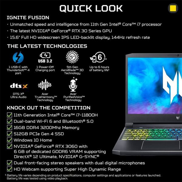 لپ‌ تاپ گیمینگ ایسر Acer Predator Helios 300 PH315-54-760S - Image 10