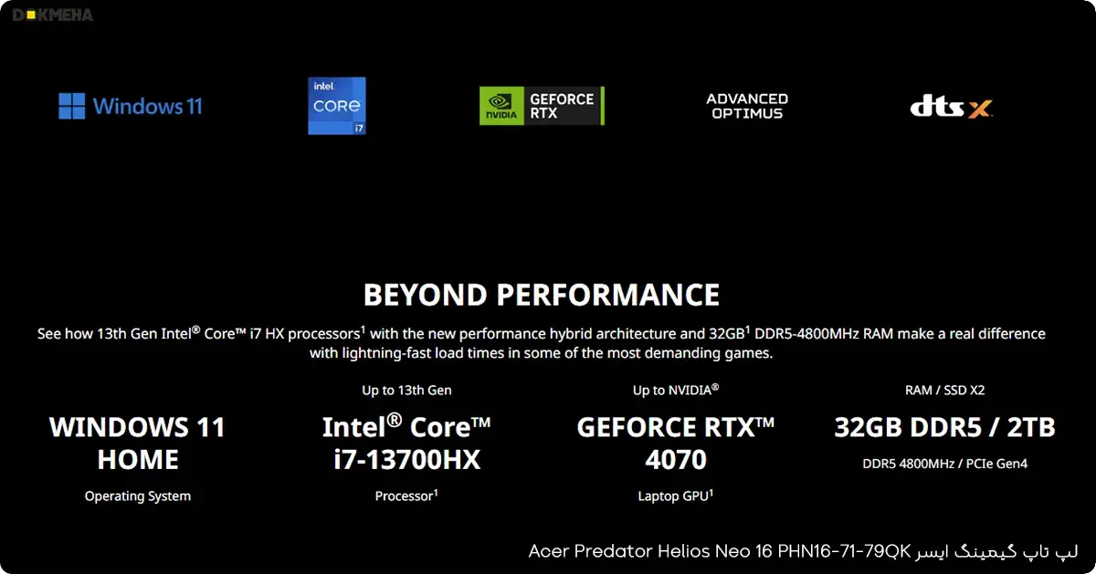 لپ‌ تاپ گیمینگ ایسر Acer Predator Helios Neo 16 PHN16-71-79QK