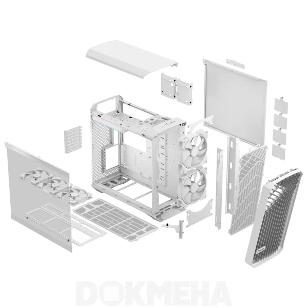 نمای پرسپکتیو رنگ سفید - تمام قطعات - کیس ورک استیشن DOKMEHA W20000 Intel Xeon - 3TH GEN