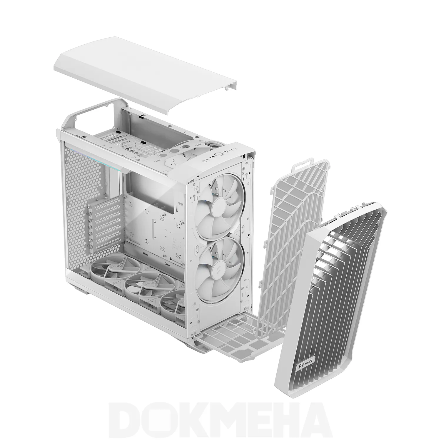 نمای پرسپکتیو رنگ سفید - جزییات بدنه - کیس ورک استیشن DOKMEHA W20000 Intel Xeon - 3TH GEN