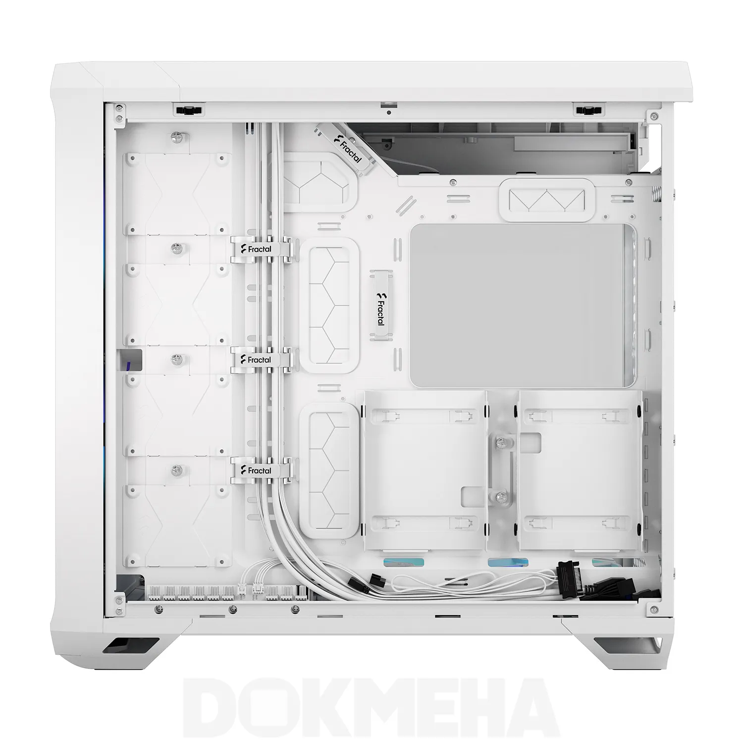 نمای بغل کابل کشی رنگ سفید - کیس ورک استیشن DOKMEHA W20000 Intel Xeon - 3TH GEN
