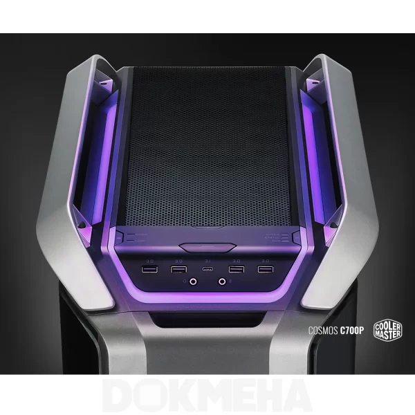 کیس ورک استیشن DOKMEHA W30000 Intel Xeon Scalable 4th Gen - نمای بالا روبرو پنل و خنک کننده سقف کیس کولرمستر CoolerMaster COSMOS C700P