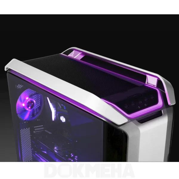 کیس ورک استیشن DOKMEHA W30000 Intel Xeon Scalable 4th Gen - نمای بغل راست بسته روشن از بالای کیس کولرمستر CoolerMaster COSMOS C700P