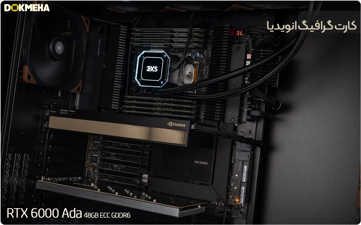 کارت گرافیگ انویدیا NVIDIA RTX 6000 Ada 48GB ECC GDDR6 نمای نصب در کیس