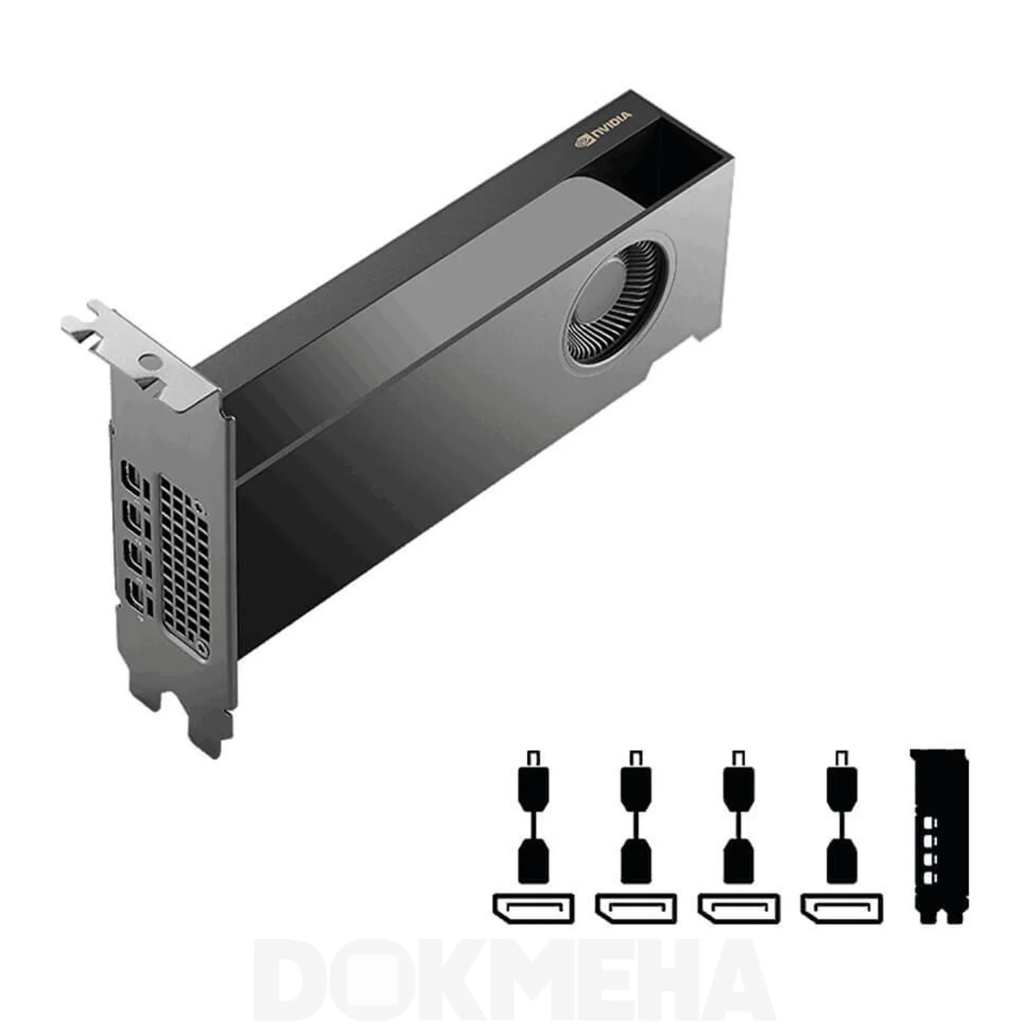 کارت گرافیگ انویدیا NVIDIA RTX PRO 4000 SFF Blackwell 24GB ECC GDDR7 نمای جانبی و پورتها با تبدیل Mini DP to DP چهار عددی