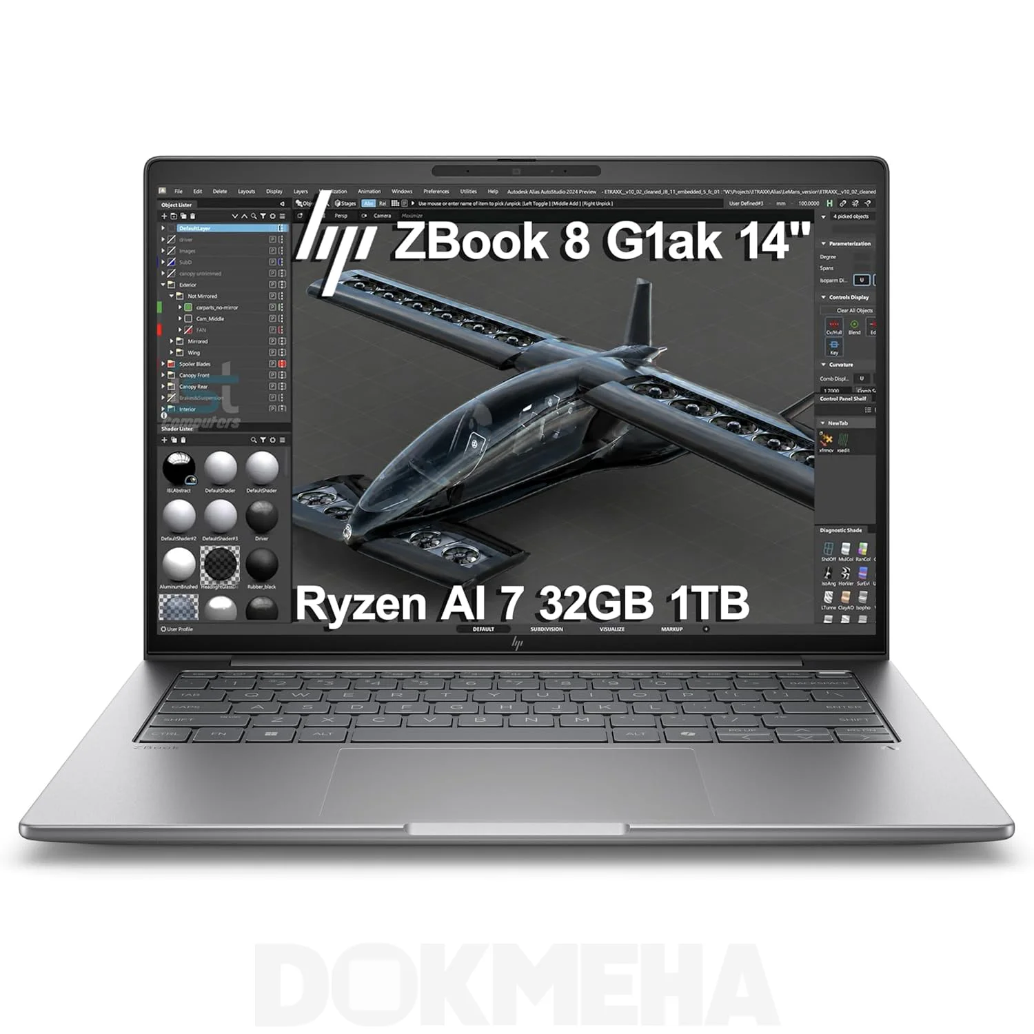 نمای روبروی لپتاپ ورکاستیشن HP ZBook 8 G1ak 14 inch Mobile Workstation PC