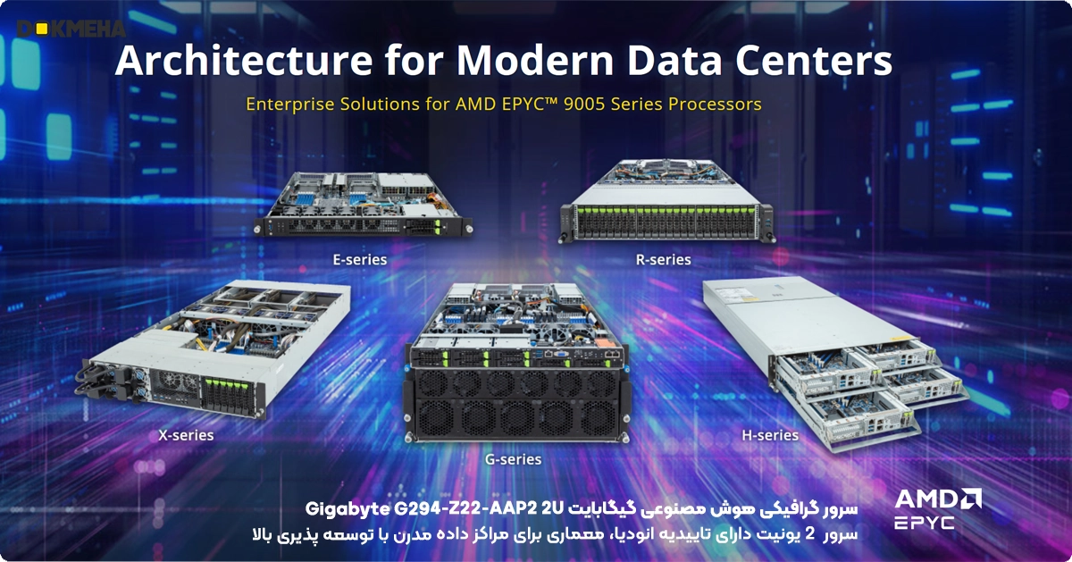 سرور گرافیکی هوش مصنوعی گیگابایت Gigabyte G294-Z22-AAP2 2U UP 8xPCIe Gen5 GPUs