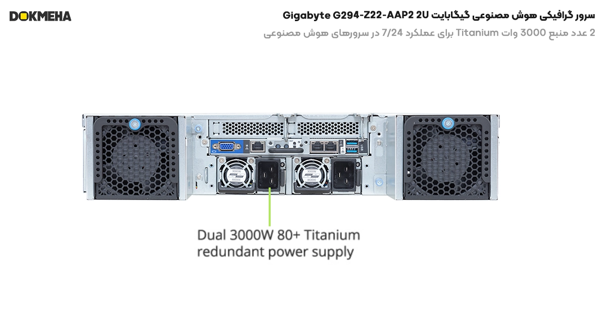 منبع تغذیه 3000 وات سرور گرافیکی هوش مصنوعی گیگابایت Gigabyte G294-Z22-AAP2 2U UP 8xPCIe Gen5 GPUs